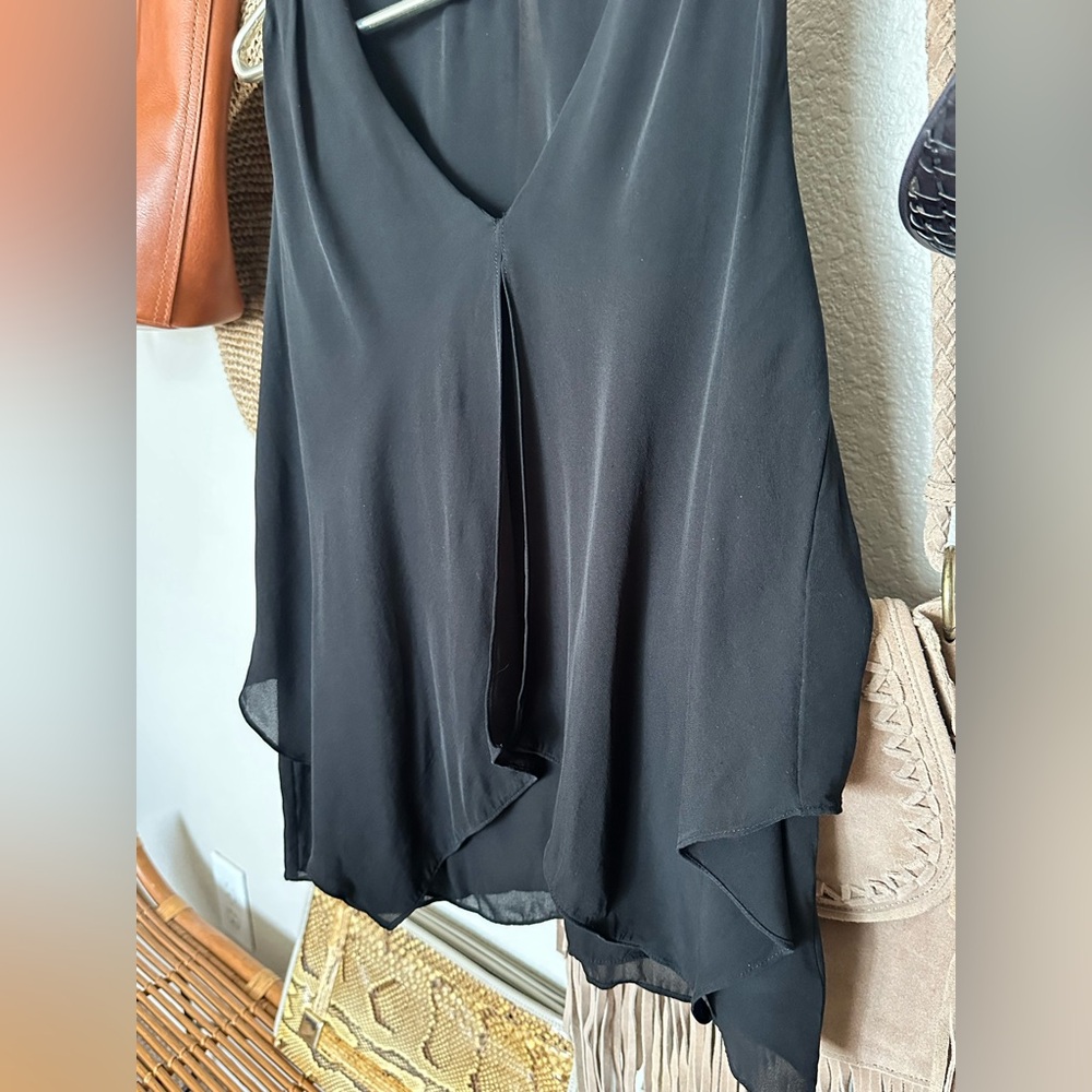 Theory Black Asymmetrical Blouse Silk blend